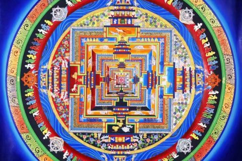 编号138-677561：彩绘唐卡-时轮金刚坛城（90*90CM左右）