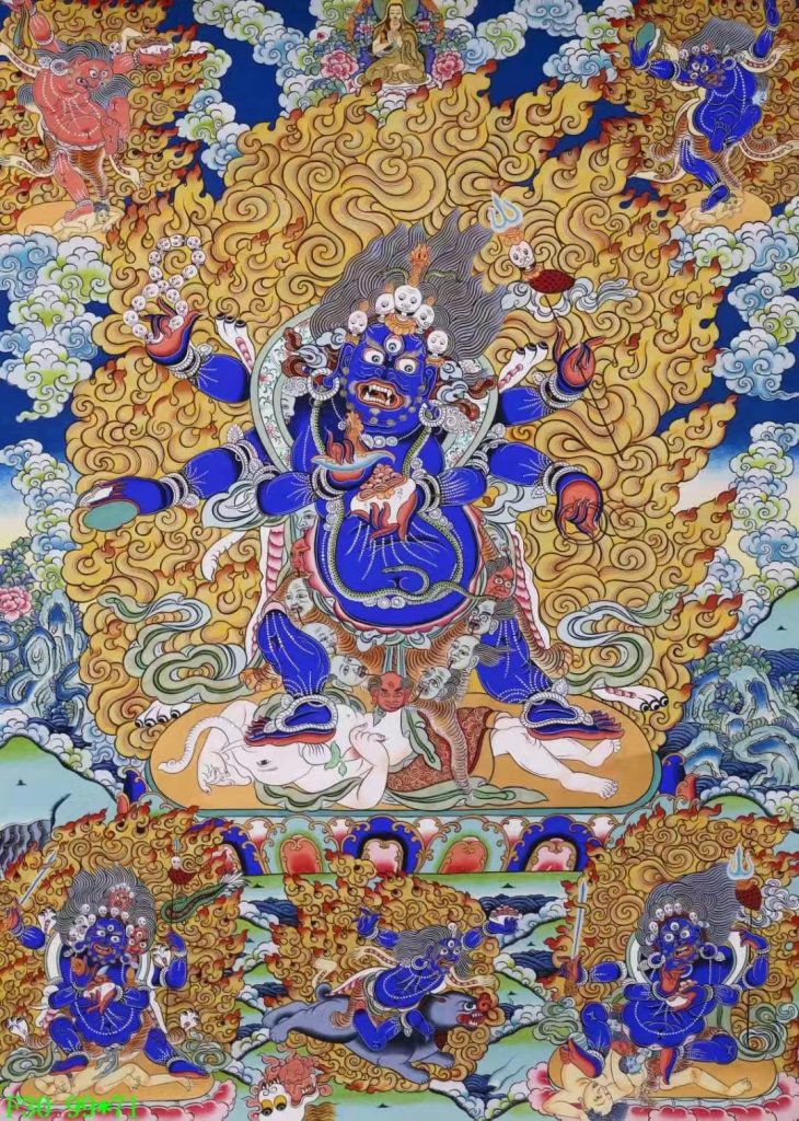 编号138-747043：彩绘唐卡-六臂玛哈嘎拉（99*71CM左右）