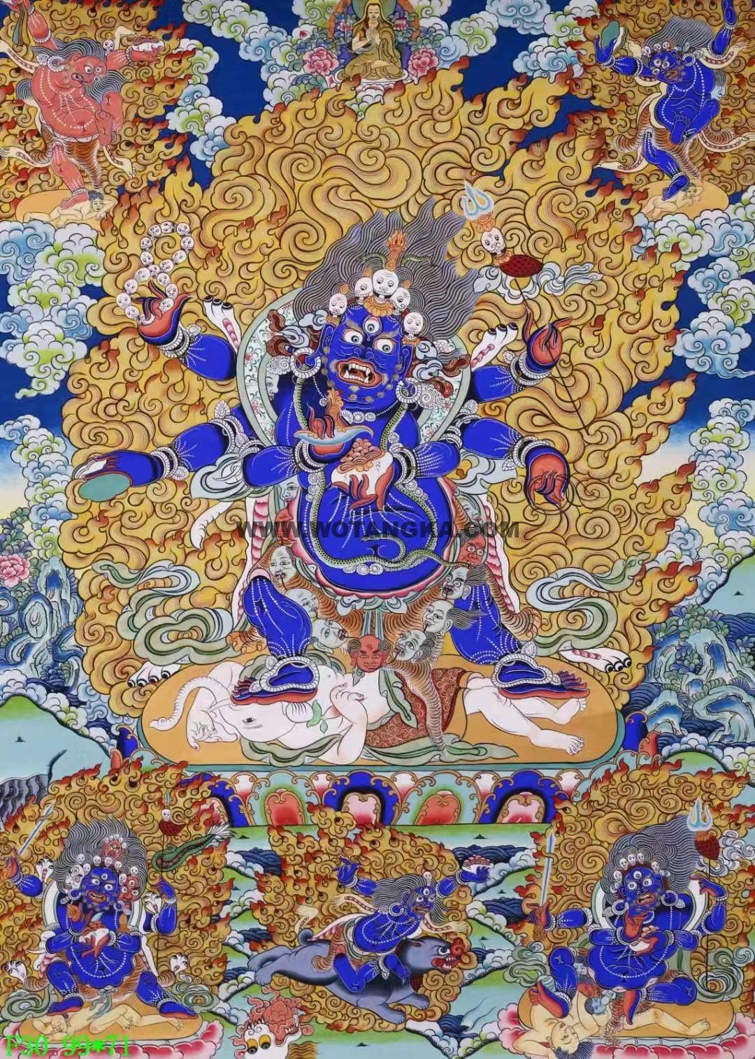 编号138-747043:彩绘唐卡-六臂玛哈嘎拉(99*71CM左右)