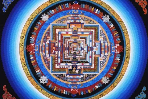 编号138-780605：彩绘唐卡-时轮金刚坛城（72*72CM左右）