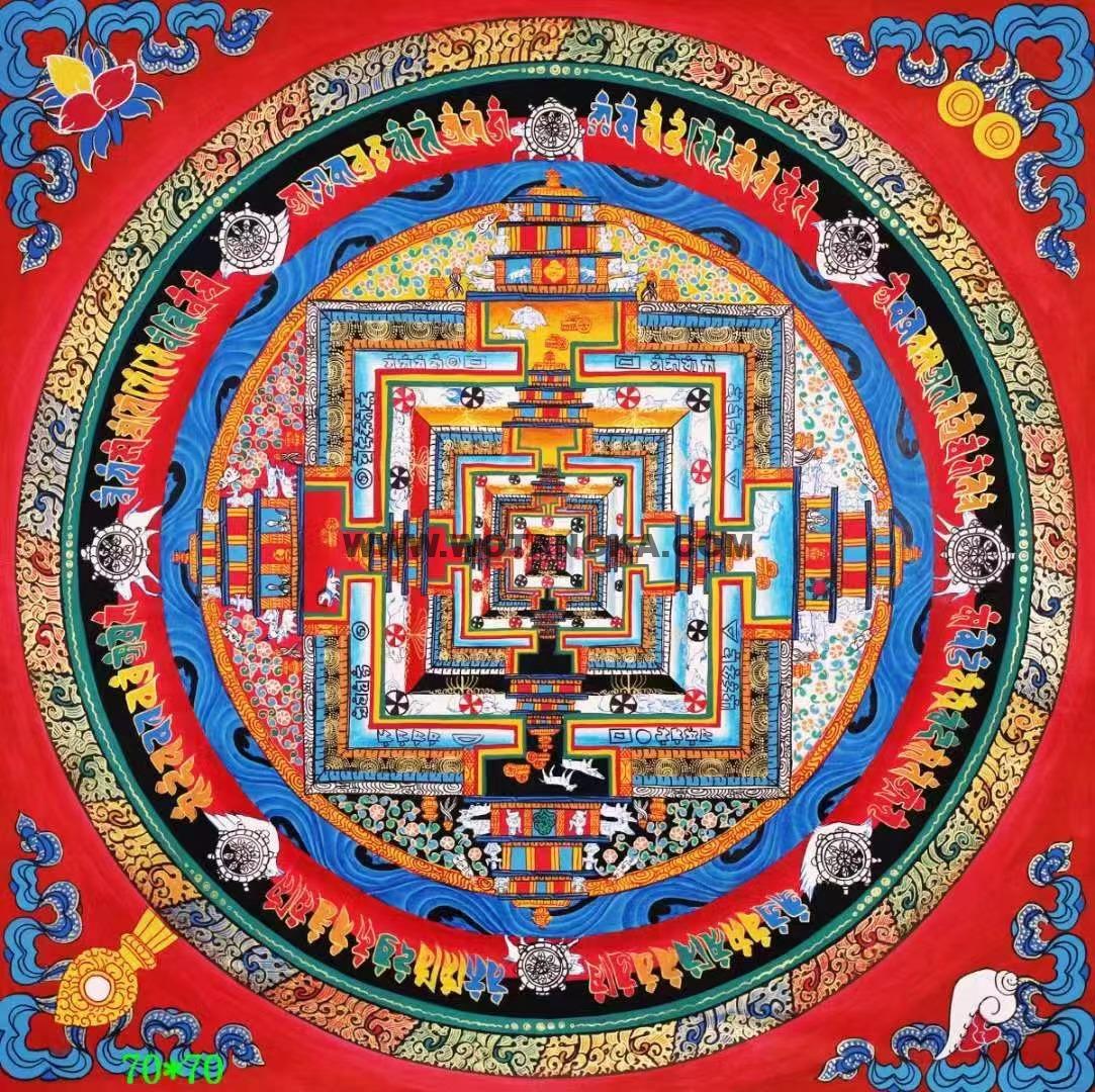编号138-859045:彩绘唐卡-时轮金刚坛城(70*70CM左右)