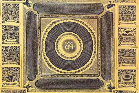 编号138-871958：黑金唐卡-吉祥八宝坛城（100*100CM左右）