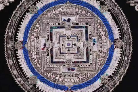 编号138-906328：黑银唐卡-时轮金刚坛城（40*29CM左右）