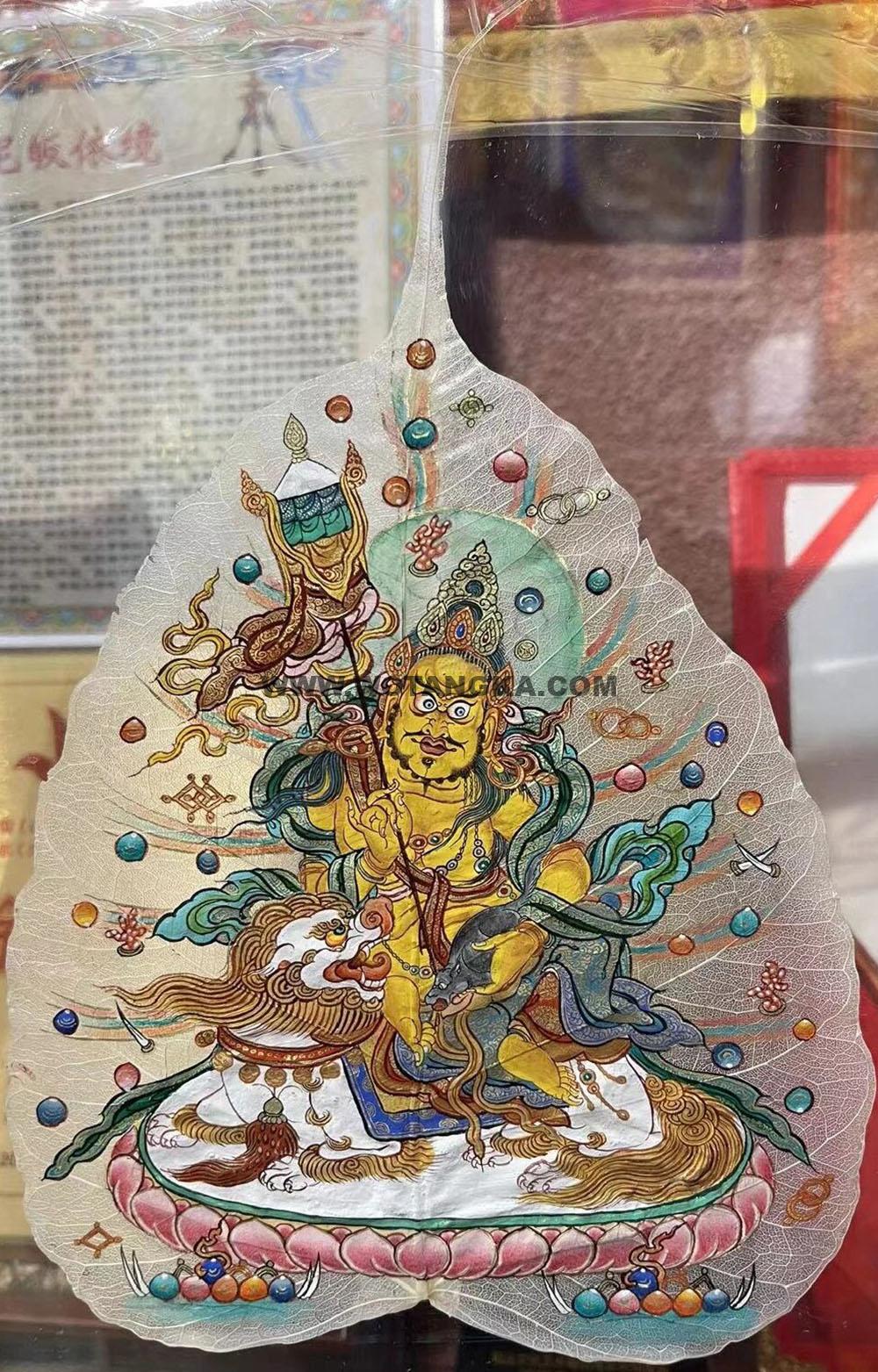 编号168-889326：彩绘唐卡-菩提叶唐卡·财宝天王（18*16CM左右）