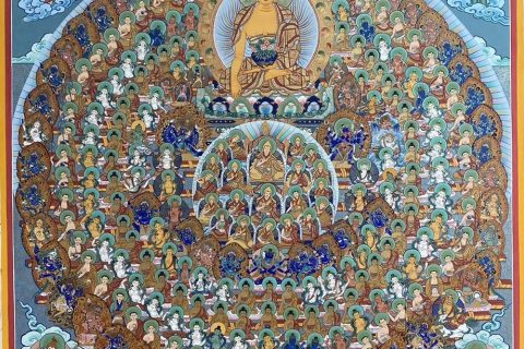 编号188-176419：彩绘唐卡-释迦牟尼佛·皈依境（120*90CM左右）
