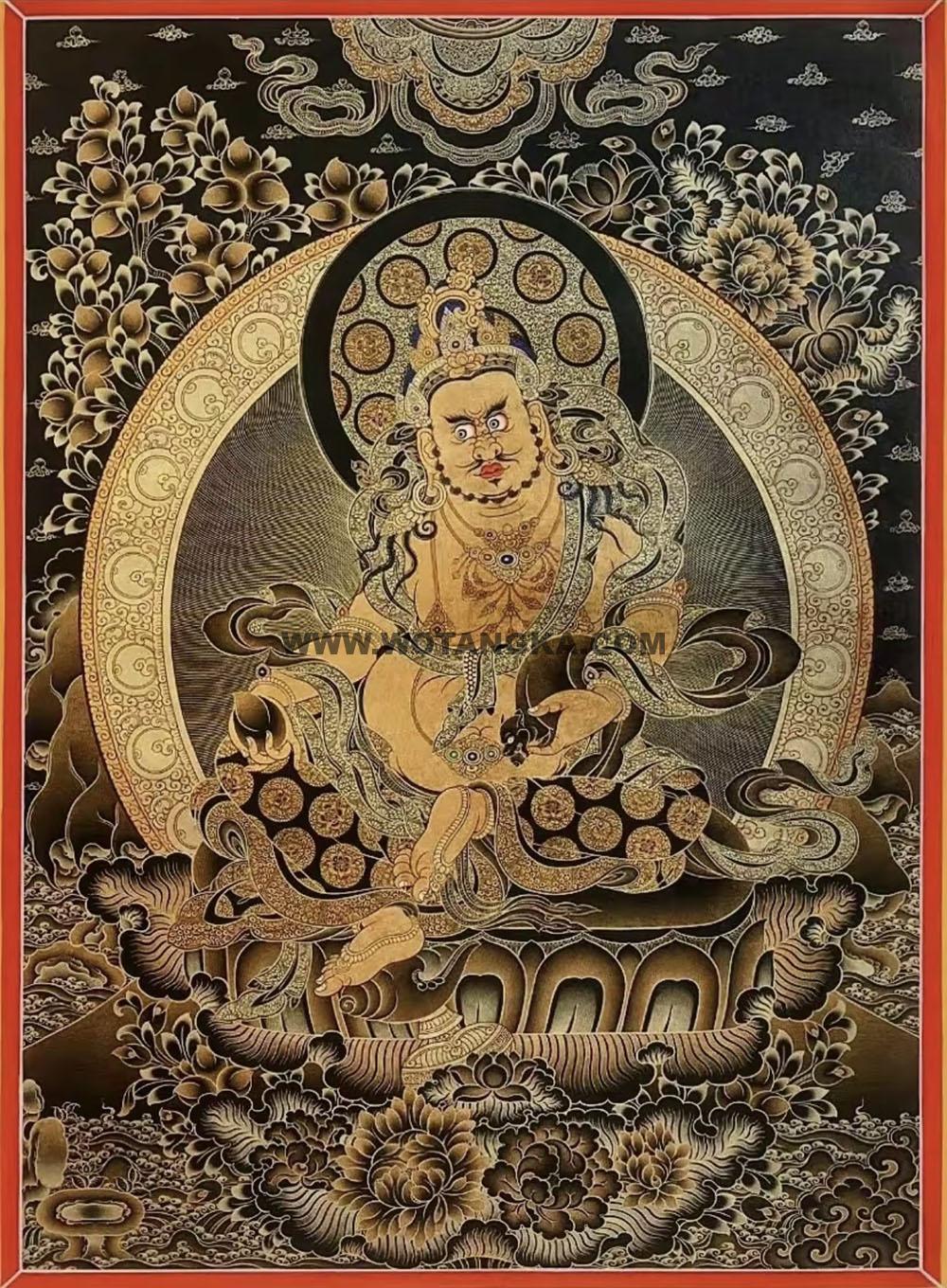 热贡-扎西·画院：黑金唐卡-黄财神（60*45CM左右）