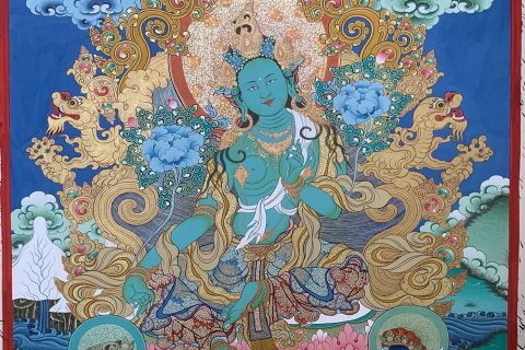 编号188-298340：彩绘唐卡-绿度母（80*60CM左右）