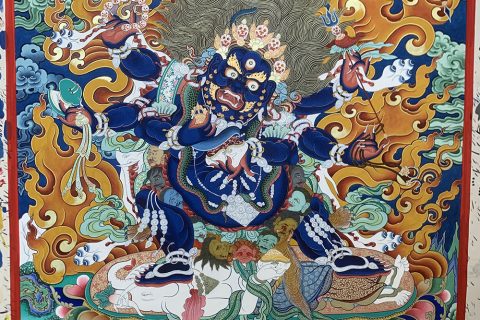 编号188-310691：彩绘唐卡-六臂玛哈嘎拉（80*60CM左右）