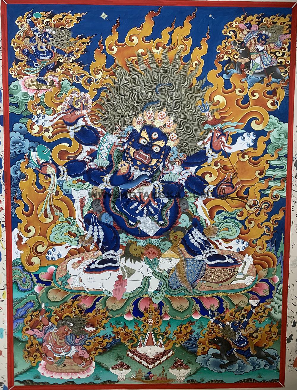 编号188-310691:彩绘唐卡-六臂玛哈嘎拉(80*60CM左右)