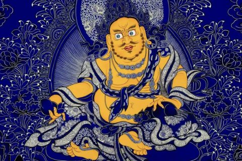编号188-316306：蓝金唐卡-黄财神（60*45CM左右）