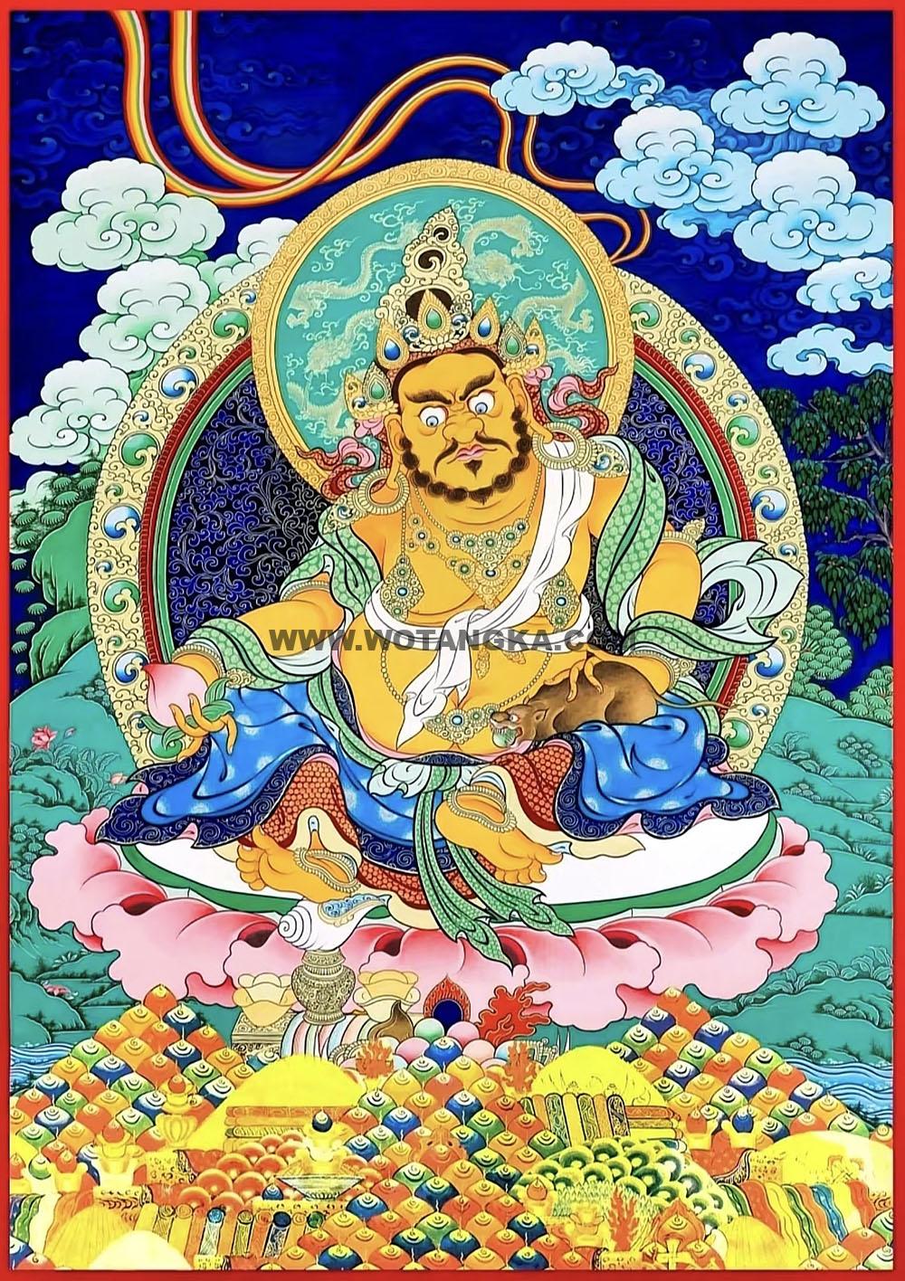 |已结缘·可定制|唐卡寄卖编号:JM·188-324236-黄财神大满贯如意宝财富供养图(彩唐)