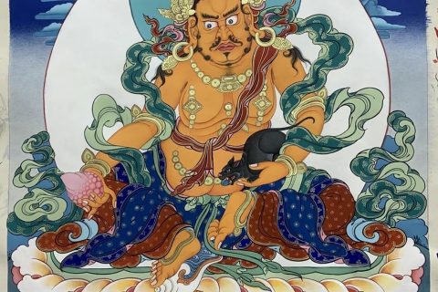 编号188-325270：彩绘唐卡-黄财神（60*45CM左右）