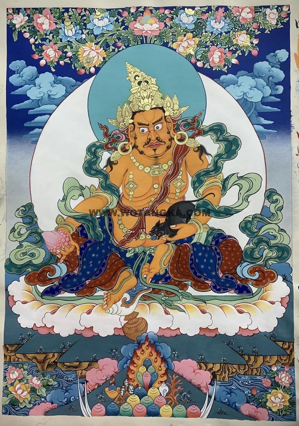 编号188-325270:彩绘唐卡-黄财神(60*45CM左右)