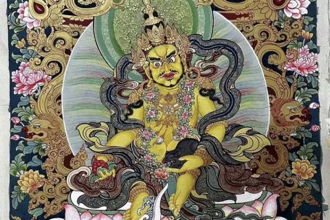 编号188-330029：彩绘唐卡-黄财神（80*50CM左右）