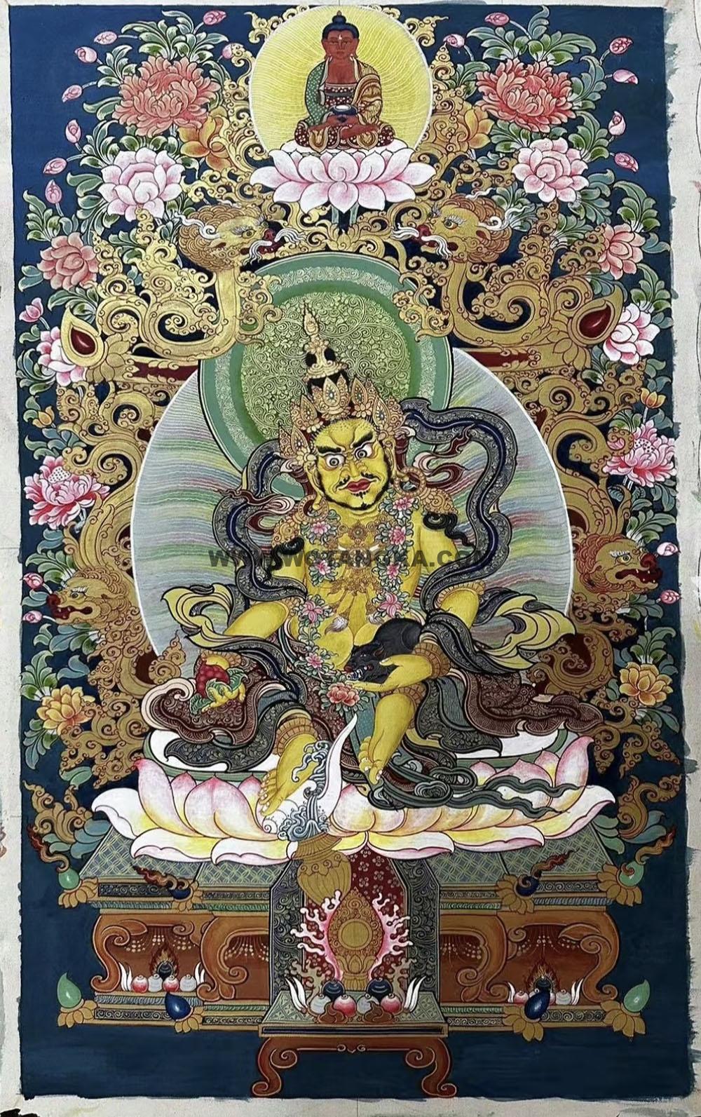 热贡-扎西·画院:彩绘唐卡-黄财神(80*50CM左右)