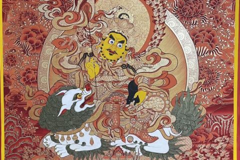 编号188-372270：红金唐卡-财宝天王·五方财神（100*70CM左右）