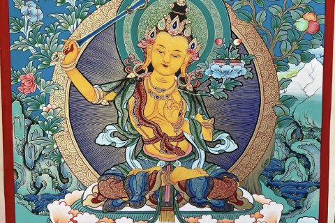 编号188-402379：彩绘唐卡-文殊菩萨（60*45CM左右）