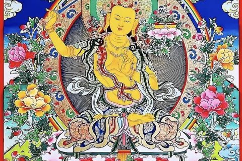 编号188-404888：彩绘唐卡-文殊菩萨（60*45CM左右）