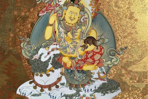 编号188-588492：黄金唐卡-财宝天王· 五方财神（100*70CM左右）