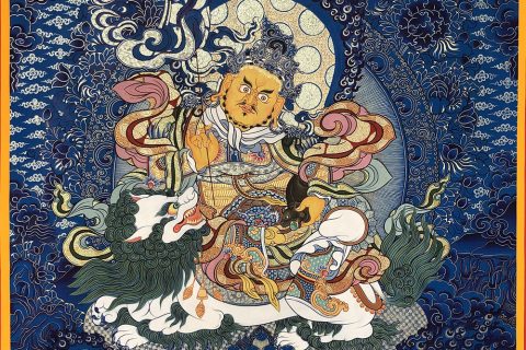 编号188-886328：蓝金唐卡-财宝天王·五方财神（100*70CM左右）