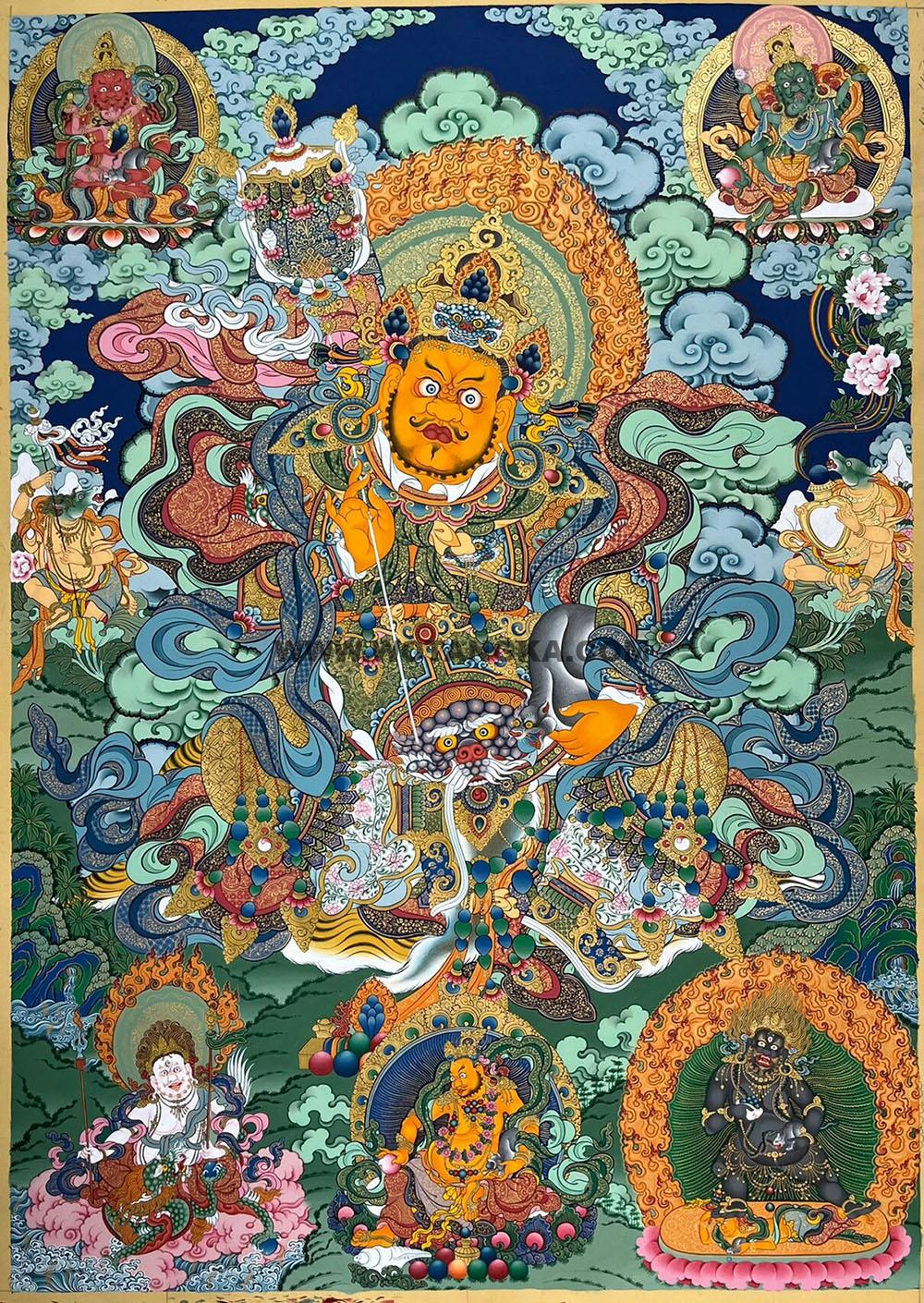 编号188-971471:彩绘唐卡-财宝天王·五方财神(100*70CM左右)