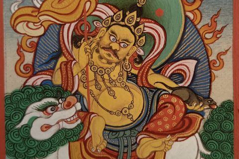编号118-1370937：彩绘小唐卡-财宝天王（长方形·5*4CM左右）
