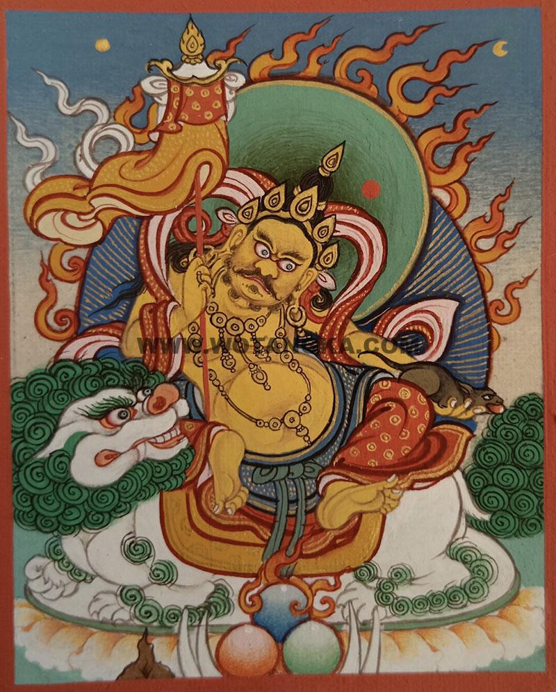 编号118-1370937：彩绘小唐卡-财宝天王（长方形·5*4CM左右）