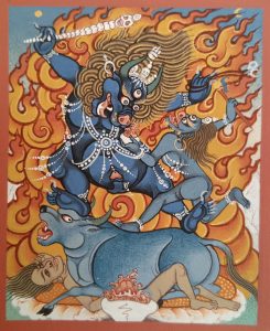 编号118-1428076：彩绘小唐卡-外阎罗护法（长方形·5*4CM左右）