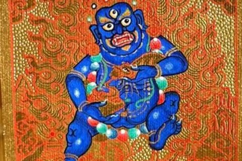 编号118-1833382：黄金小唐卡-黑财神（长方形·5*4CM左右）