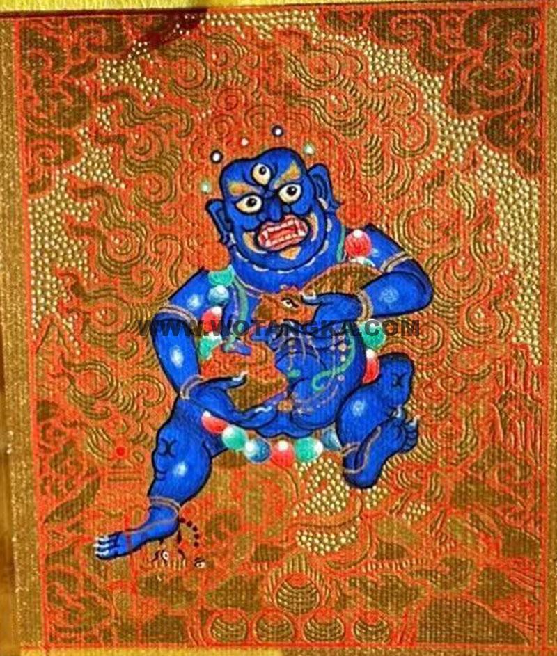 编号118-1833382：黄金小唐卡-黑财神（长方形·5*4CM左右）