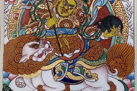编号118-2391214：彩绘小唐卡-财宝天王（长方形·5*4CM左右）