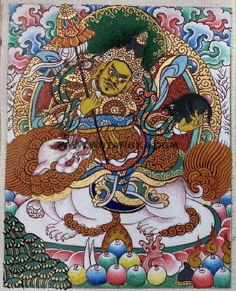 编号118-2391214：彩绘小唐卡-财宝天王（长方形·5*4CM左右）