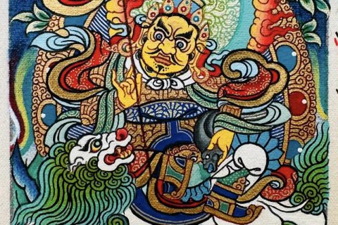 编号118-2514867：彩绘小唐卡-财宝天王（长方形·5*4CM左右）