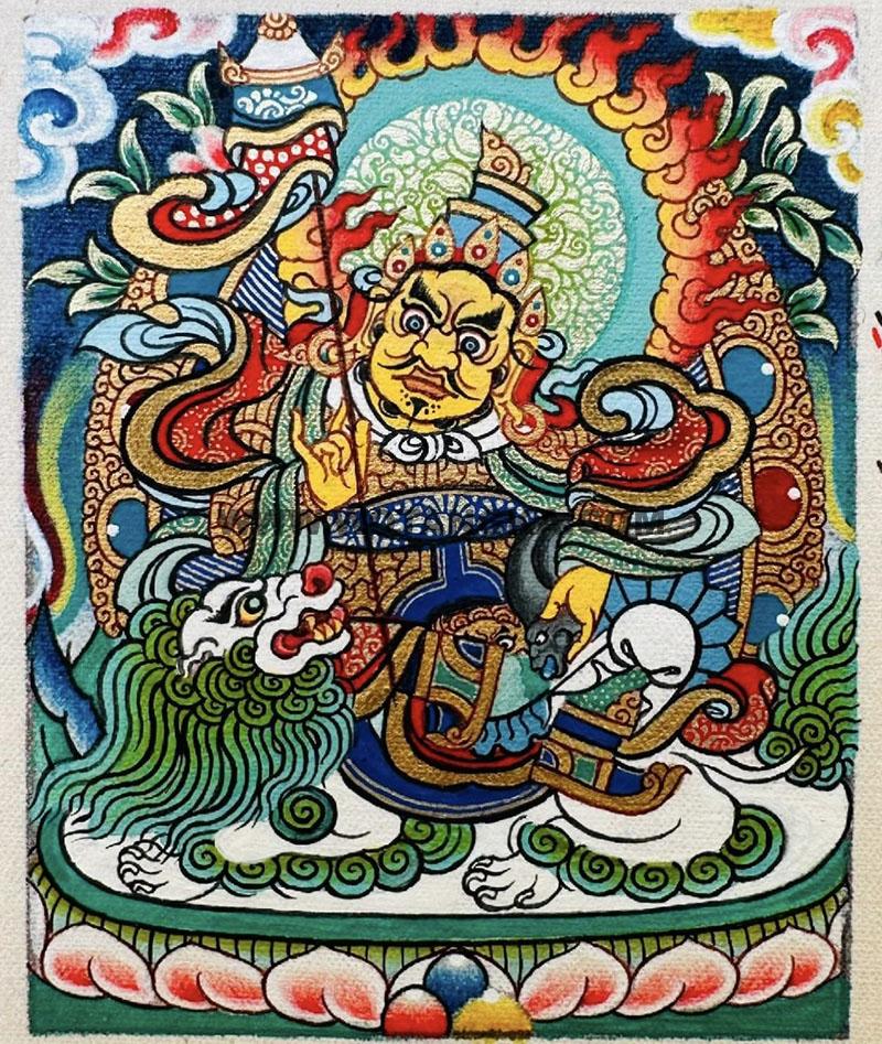 编号118-2514867：彩绘小唐卡-财宝天王（长方形·5*4CM左右）
