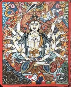 编号118-3009268：彩绘小唐卡-准提佛母（长方形·5*4CM左右）