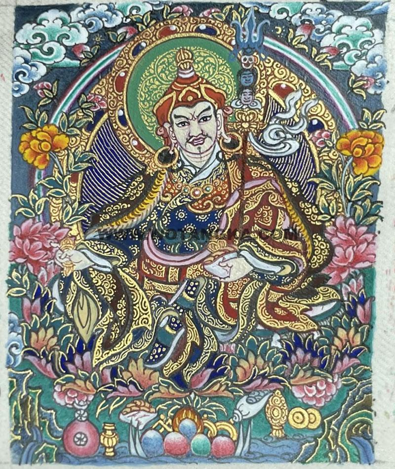 编号118-3086727：彩绘小唐卡-莲花生大士（长方形·5*4CM左右）