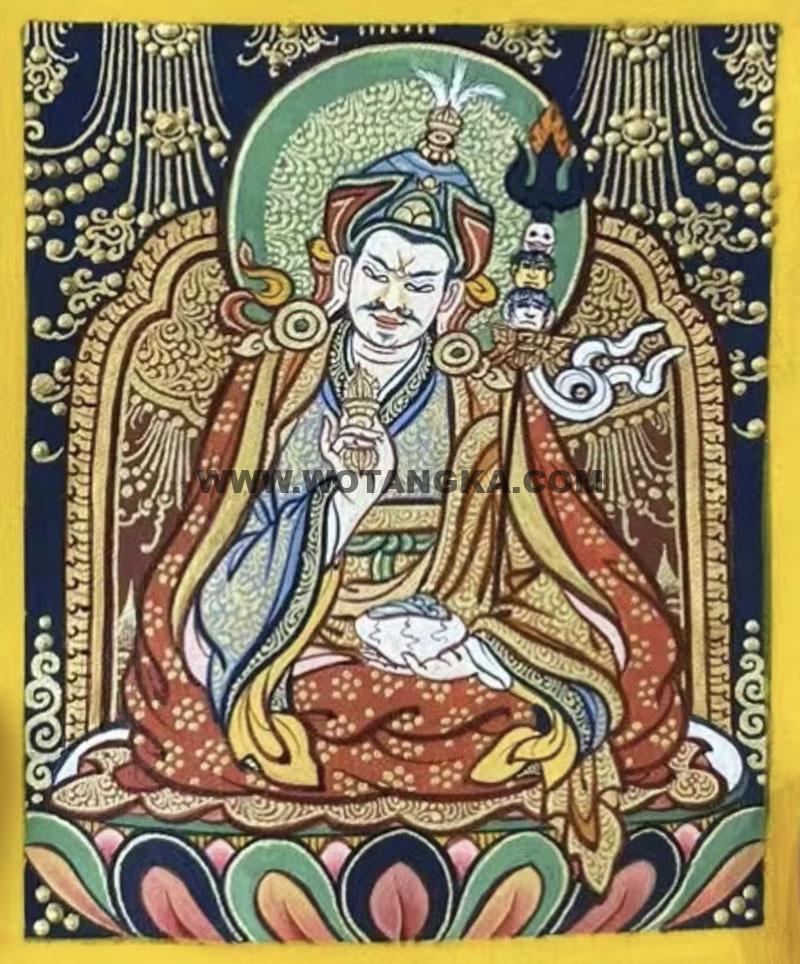 编号118-3154351：彩绘小唐卡-莲花生大士（长方形·5*4CM左右）
