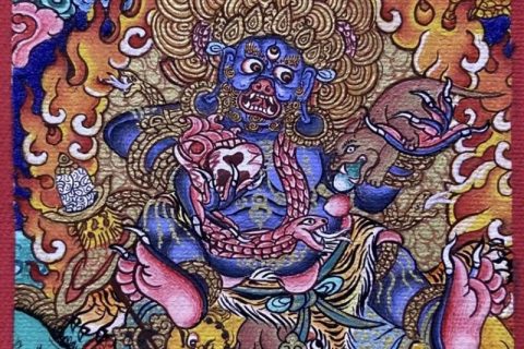 编号118-3198758：彩绘小唐卡-黑财神（长方形·5*4CM左右）