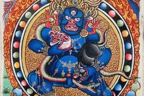 编号118-3316873：彩绘小唐卡-黑财神（长方形·5*4CM左右）