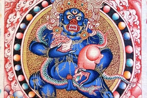 编号118-3496505：彩绘小唐卡-黑财神（长方形·5*4CM左右）