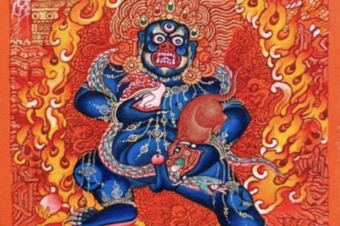 编号118-3496730：彩绘小唐卡-黑财神（长方形·5*4CM左右）