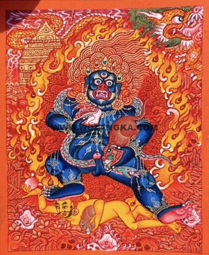 编号118-3496730：彩绘小唐卡-黑财神（长方形·5*4CM左右）