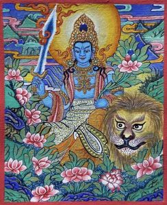 编号118-3695088：彩绘小唐卡-虚空藏菩萨（长方形·5*4CM左右）