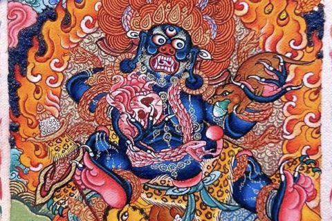 编号118-3901676：彩绘小唐卡-黑财神（长方形·5*4CM左右）