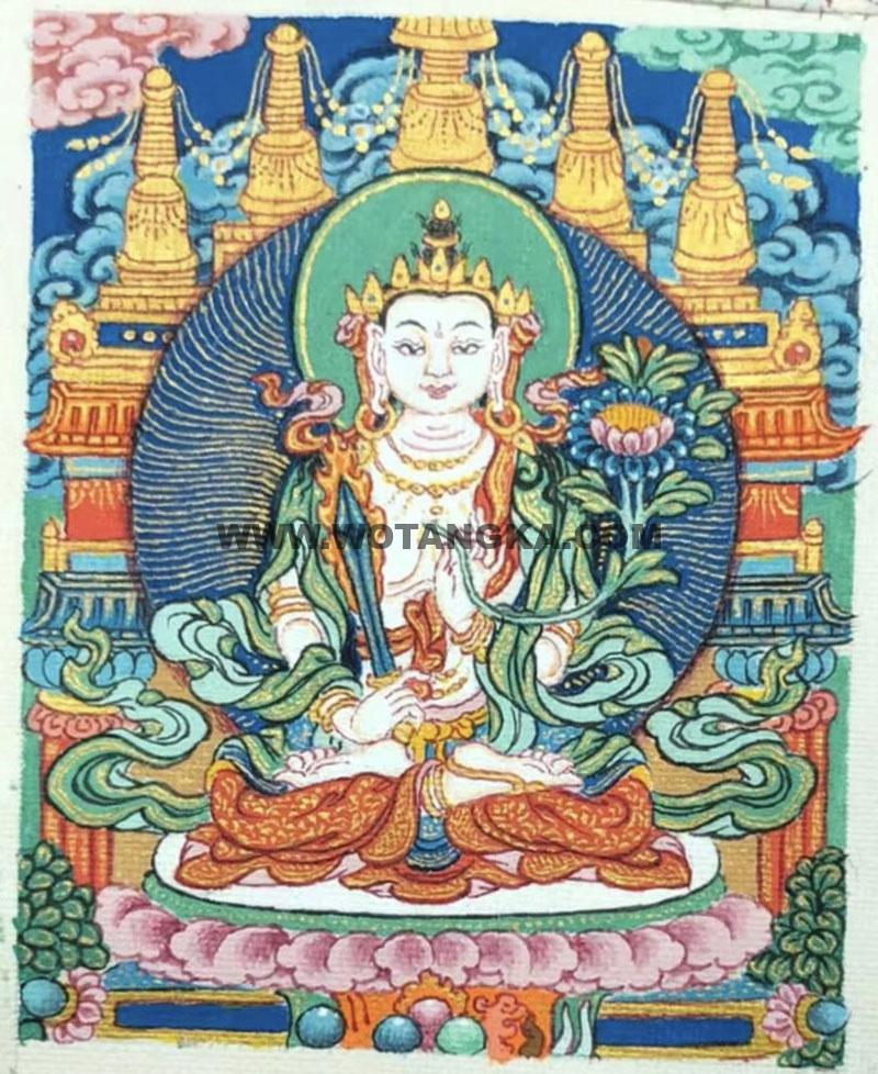 编号118-4132598：彩绘小唐卡-虚空藏菩萨（长方形·5*4CM左右）