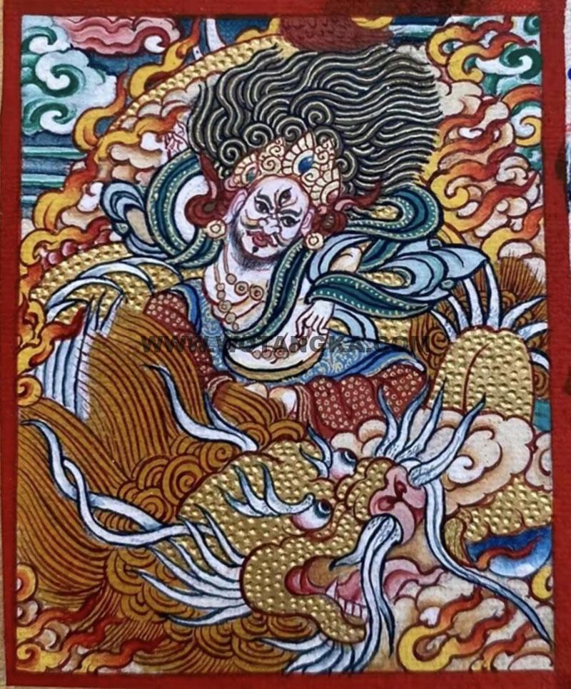 编号118-4185896：彩绘小唐卡-白财神（长方形·5*4CM左右）