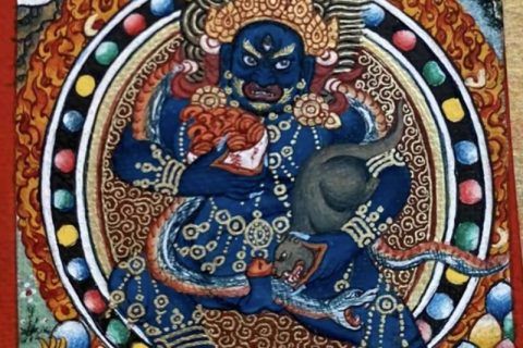 编号118-4326868：彩绘小唐卡-黑财神（长方形·5*4CM左右）