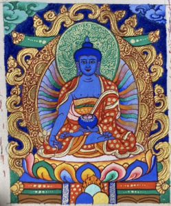 编号118-4840063：彩绘小唐卡-药师佛（长方形·5*4CM左右）