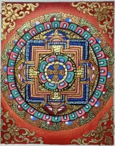 编号118-4920924：彩绘小唐卡-时轮金刚坛城（长方形·5*4CM左右）