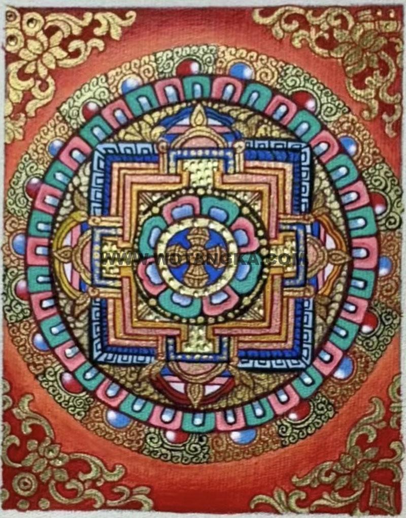 编号118-4920924：彩绘小唐卡-时轮金刚坛城（长方形·5*4CM左右）